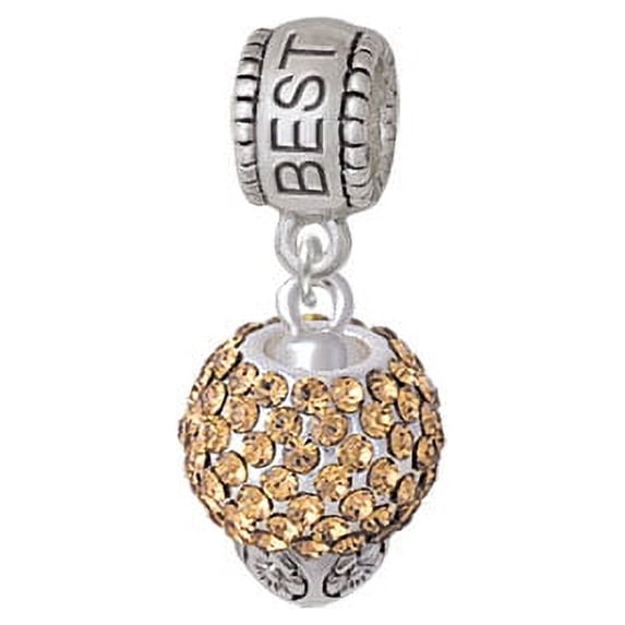 Light Brown Crystal Sparkle Spinner - Best Friend Charm Bead