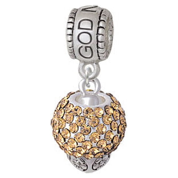 Light Brown Crystal Sparkle Spinner - God Mother Charm Bead