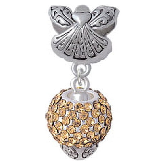 Light Brown Crystal Sparkle Spinner - Guardian Angel Charm Bead