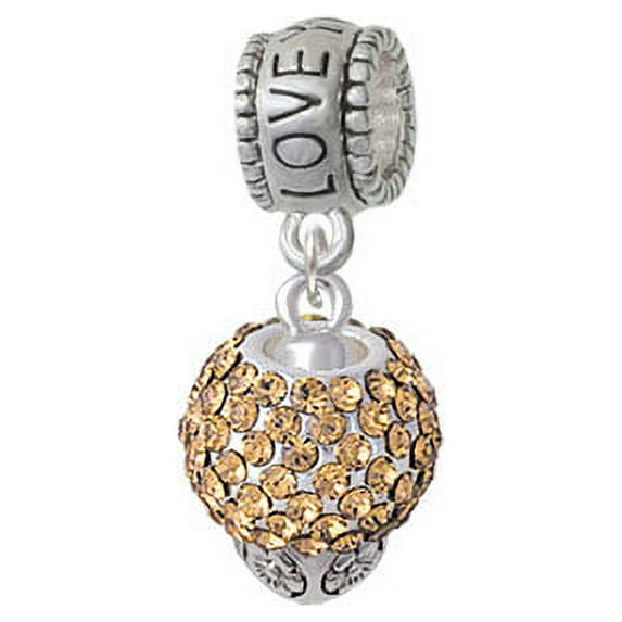 Light Brown Crystal Sparkle Spinner - Love You More Charm Bead
