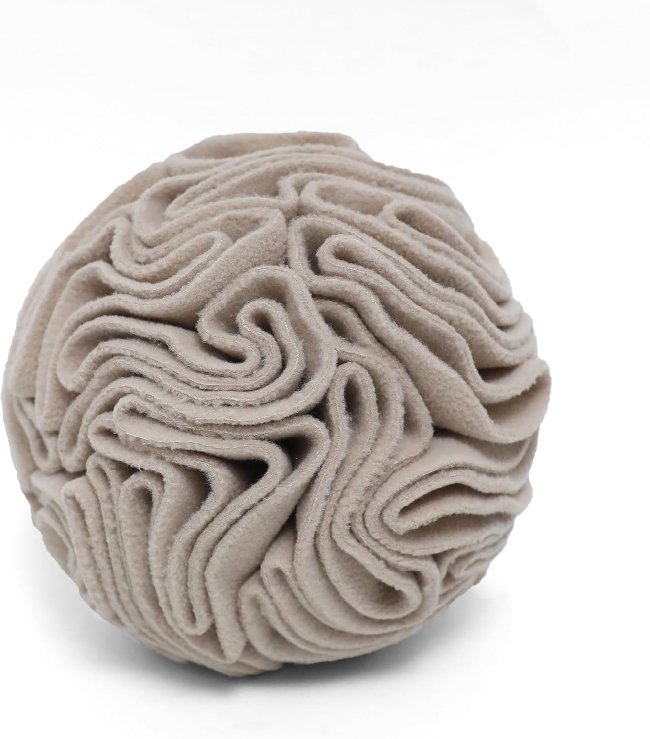 Light Brown Dog Snuffle Ball, Slow Feeder Puzzle Toy, Mental Enrichment for Small & Medium Dogs, Anxiety Relief Indoor Interactive Play, Machine Washable (Medium)