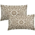 thumbnail image 1 of Light Brown Ethnic Boho Pillow Covers 12 X 20 Inch Bohemian Carpet Style Vintage Flower Print Decorative Throw Pillows Outdoor Linen Lumbar Cushion Case Farmhouse Decor for Home Sofa Bed Set of 2, 1 of 6