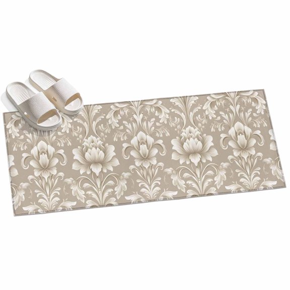 Light Brown Flowers Hallway Runner Rug 2x6 Washable Non Slip Kitchen Runner Rug for Bedside Bathroom Rustic Boho Ethnic Middle Century Indoor Floor Carpet Area Rugs for Living Room Bedroom Office