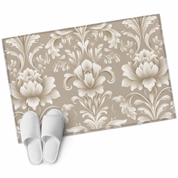 Light Brown Flowers Large Area Rugs for Bedroom Living Room, Soft Non Slip Carpet Bedside Rug, Rustic Boho Ethnic Middle Century Rectangular Floor Cover Kitchen Accent Rug 2'x3' for Office
