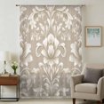 thumbnail image 1 of Light Brown Flowers Sheer Curtains 45 Inches Long, Rustic Boho Ethnic Middle Century Light Filering Curtains, Breathable Simi Curtain Privacy Drapes for Kitchen Bathroom Small Window Treatment, 1 of 9