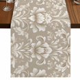 thumbnail image 1 of Light Brown Flowers Table Runner 90 Inches Long,Rustic Boho Ethnic Middle Century Cotton Linen Table Runners Dresser Scarves,Fabric Tabletop Scarf Furniture Cover for Home Dinner Party 13"x90", 1 of 9