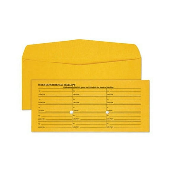 Light Brown Fold Flap Kraft Trade Size Interoffice Envelope One-Sided Box-Style Format, 4.5 x 10.38, Brown Kraft, 500/Box