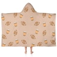 thumbnail image 1 of Light Brown Footballs and Cups Pattern Hooded Bath Towel，50"x30" for Ages 3 To 12 Kids, Quick Dry Lightweight Soft Microfiber Hood Beach Towel Cover Up for Kids, 1 of 7