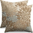 thumbnail image 1 of Light Brown Grey Gray Pillow Covers 20X20 Inch Set of 2, Dahlia Flower Spring Summer Floral Cream Decorative Throw Pillow Covers Outdoor Modern Farmhouse Cushion Case for Home Couch Sofa Bed Decor, 1 of 5