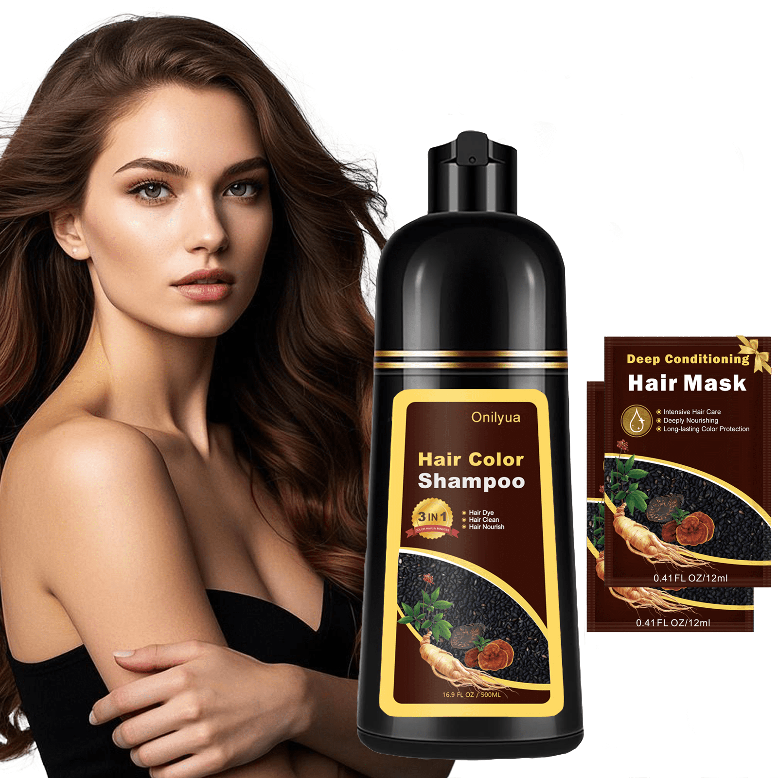 Onilyua Burgundy Hair Dye Shampoo 16.9 fl oz, Herbal Gray Coverage