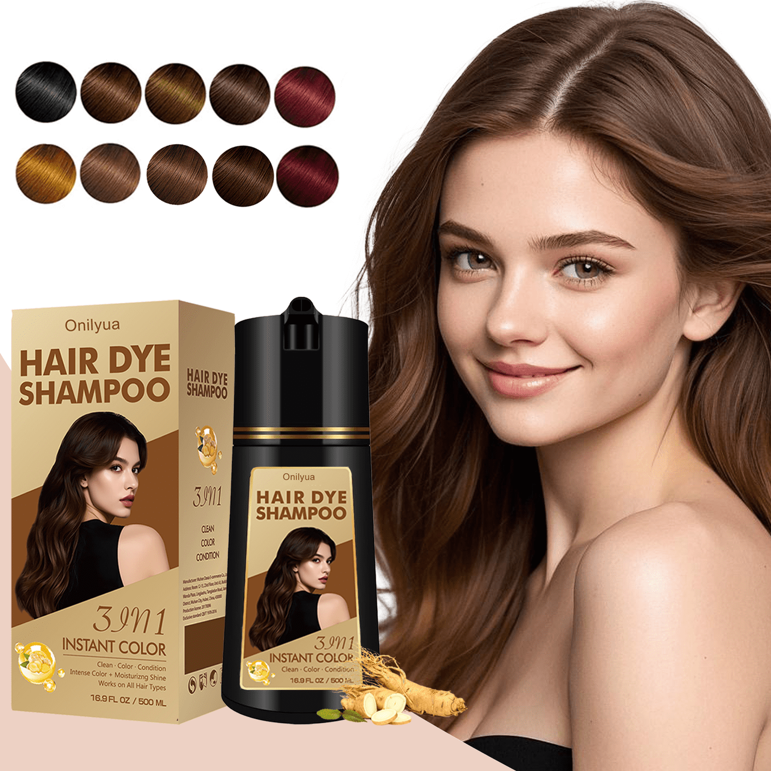 Dark Coffee Hair Dye Shampoo for Gray Hair, Long Lasting Hair