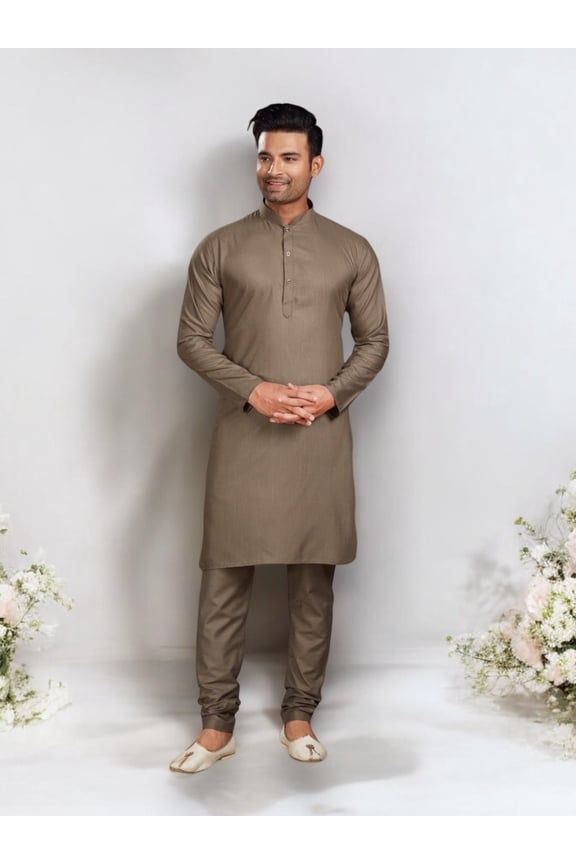Light Brown Kurta Pajama Set, Traditional Cultural Wear for Mens, Catalog 69003C