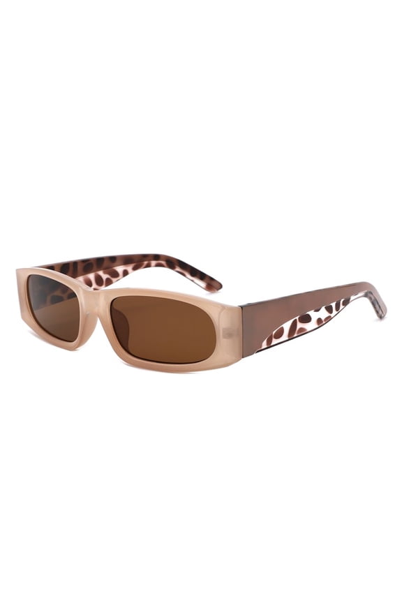 Light Brown Leopard Print Frame Sunglasses - Brown Lens UV Protection Casual Daily Eyewear