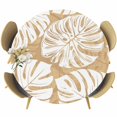 thumbnail image 1 of Light Brown Monstera Deliciosa Round Tablecloth 36-44 Inch Round Fitted Table Cloth with Elastic Edge, Tropical Summer Botanical Waterproof Table Cover Protector for Outdoor Picnic Party Dining, 1 of 9