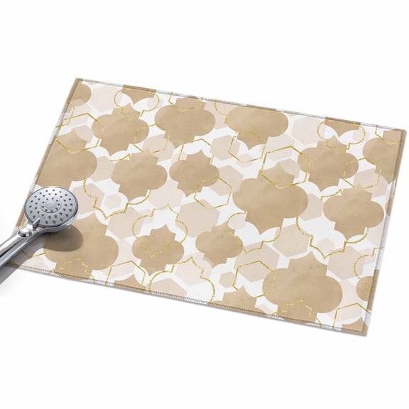 Light Brown Moroccan Entryway Rug 2x3ft Washable Non Slip Bathroom Rug Low Pile Indoor Floor Front Door Mat Modern Geometric Abstract Art Rectangle Area Rugs Carpet for Kitchen Office Dining Room