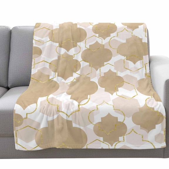 Light Brown Moroccan Style Fleece Throw Blanket Lightweight Gradient Geometric Abstract Fuzzy Flannel Throws Super Soft Cozy Flannel Blanket for Couch, Sofa, Bed, Travel 40"x50"