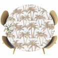 thumbnail image 1 of Light Brown Palm Tree Round Tablecloth 45-54 Inch Round Fitted Table Cloth with Elastic Edge, Summer Tropical Tree Coastal Beach Waterproof Table Cover Protector for Outdoor Picnic Party Dining, 1 of 9