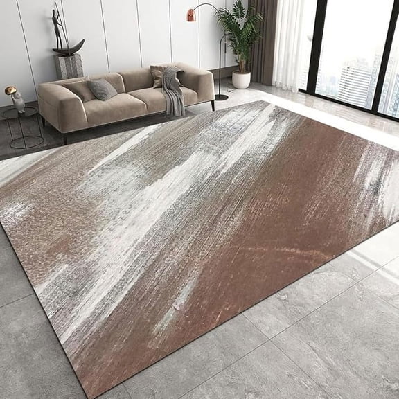 Light Brown Plaster Texture Bedroom Area Rug, Abstract Aesthetic Design Living Room Rugs, Soft Low Pile Washable Non-Slip Carpet For Dining Room Nursery Reading Room Office 5 x 6ft