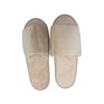 thumbnail image 1 of Light Brown Premium Terry Velour Open Toe Indoor Slippers Ind. Bag Unisex Black Sole size 11" Packing 10 Pairs/ Box, 1 of 2