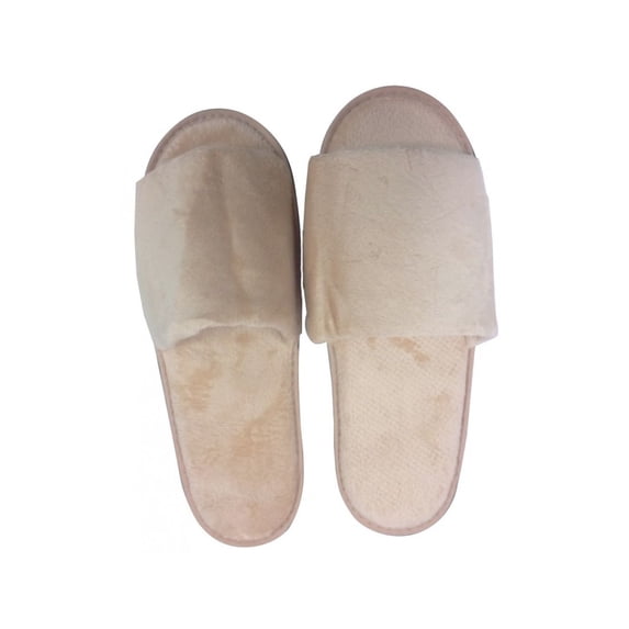 Light Brown Premium Terry Velour Open Toe Indoor Slippers Ind. Bag Unisex Black Sole size 11" Packing 10 Pairs/ Box