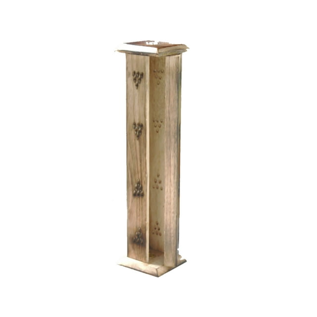 Light Brown Pyramids 12 inch Carved Wooden Incense Tower