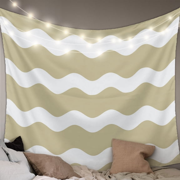 Light Brown Ripple Small Tapestry for Bedroom Wall Hanging Tapestry,Simple Light Brown White Waves Aesthetics Ceiling Backdrop Tapestries Poster Blanket Wall Decor for Living Room 23" x 28"