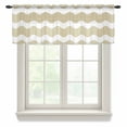 thumbnail image 1 of Light Brown Ripple Valance Curtains for Kitchen/Living Room/Bathroom/Bedroom Window,Rod Pocket Small Topper Half Short Window Curtains Sheer Scarf,Simple Light Brown White Waves Aesthetics 54"x18", 1 of 8