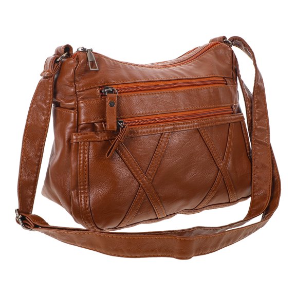 Light Brown Soft Crossbody Purse with Adjustable Strap Large Capacity Messenger Bag