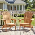 thumbnail image 1 of Light Brown Solid Hemlock Wood Adirondack Chair 2 Pack Folding PreAssembled Back for Backyard Pool Deck, 1 of 8