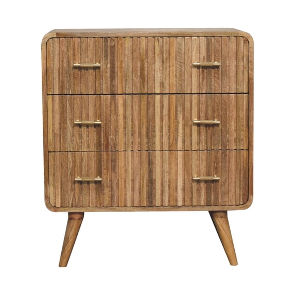 Light Brown Solid Mango, Stylish Design - 3-Drawer Chest for Living Space