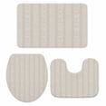 thumbnail image 1 of Light Brown Striped Bath Mat 3 Piece Bathroom Rug Set, Modern Abstract Art Geometric Stripes Non Slip Bath Rug Contour Mat and Toilet Lid Cover, Absorbent Shower Mats Soft Bath Rugs and Mats Sets, 1 of 8