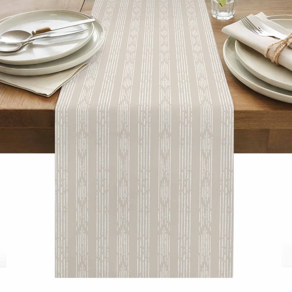 Light Brown Striped Table Runner - 72 Inch Long, Kitchen Dining Table Runner Dresser Scarves, Modern Abstract Art Geometric Stripes Farmhouse Decor for Coffee Tables Wedding Party Banquet
