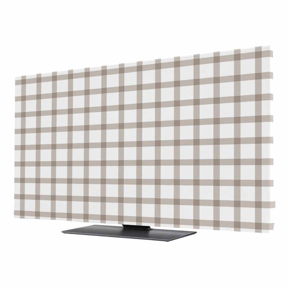 Light Brown TV Dust Cover 24 Inch, Checkered Computer Monitor Cover Dustproof Stretchable Indoor TV Screen Protector for LED LCD Universal Monitors