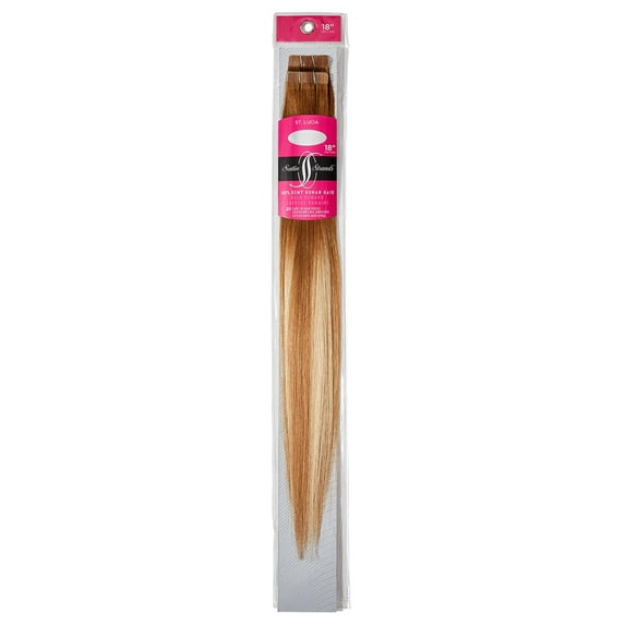 Light Brown Tape In 18 Inch Human Hair Extensions, St. Lucia, 20 Pieces/45g Each, Pretaped, Safely Adhere to Most Hair Types, Easy Application
