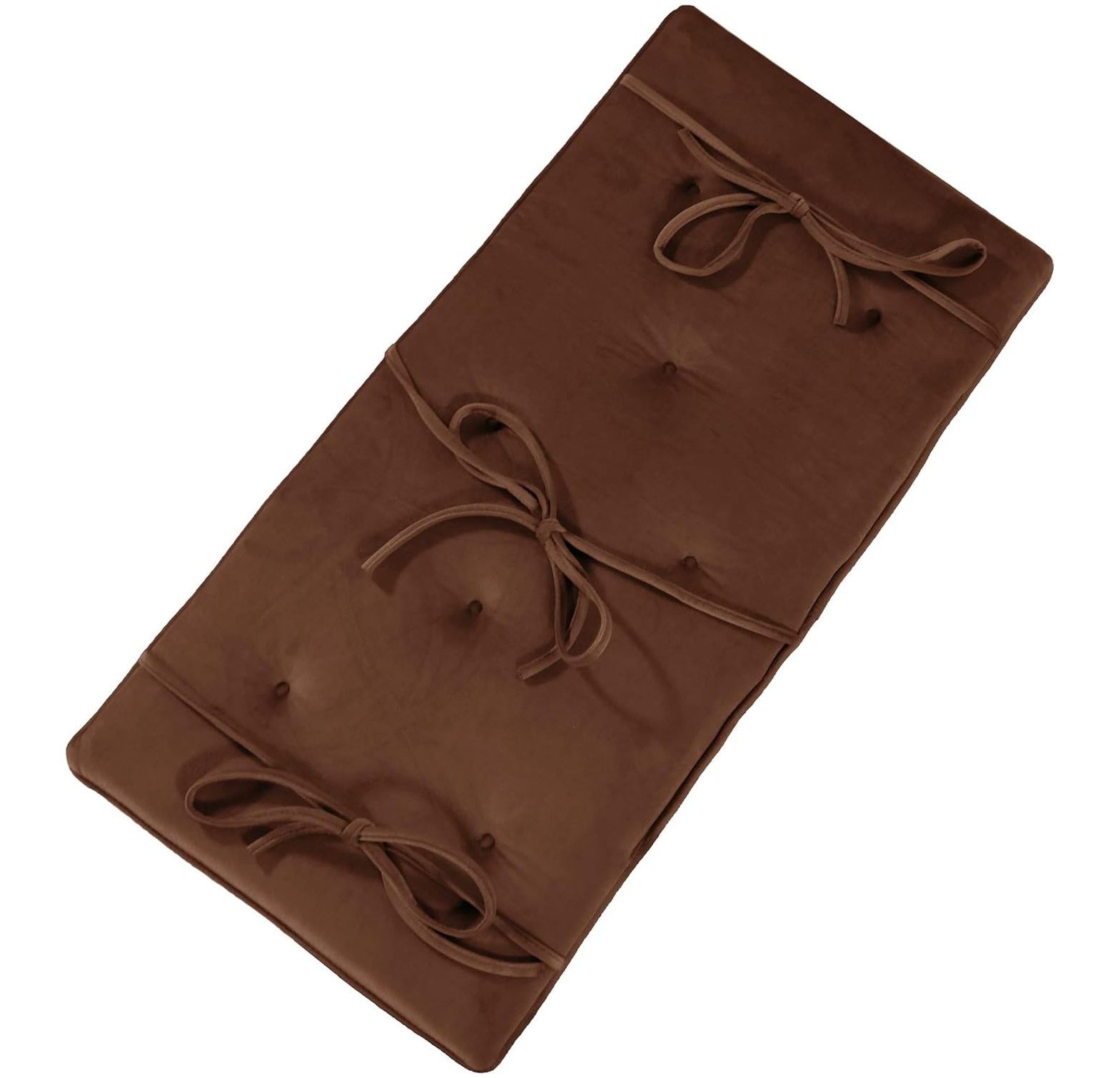 Light Brown Velvet Piano Bench Cushion 14" x 30" Tufted Bench Pad with