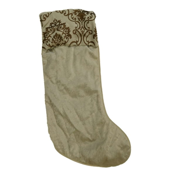 Light Brown Velvet Scroll Christmas Holiday Stocking