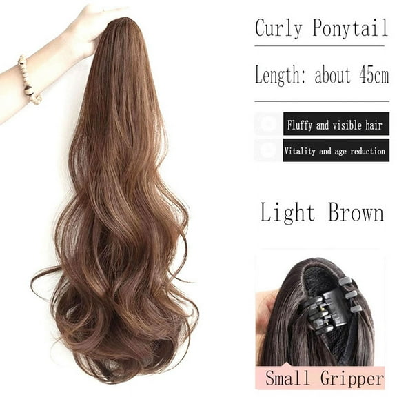 Light Brown Wig Female Ponytail Grab Clip Style Hip- High Ponytail Natural Forcing Fake Ponytail Female Braid