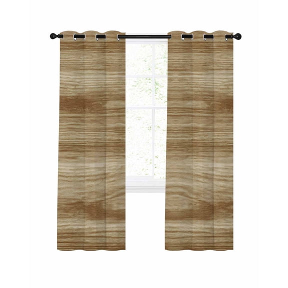 Light Brown Wood Grain Blackout Curtains, Light Blocking Print Window Curtains, Western Farmhouse Barn Door Thermal Insulated Window Drapes for Living Room Kitchen Cafe 2 Panels, 84"W x 84"L