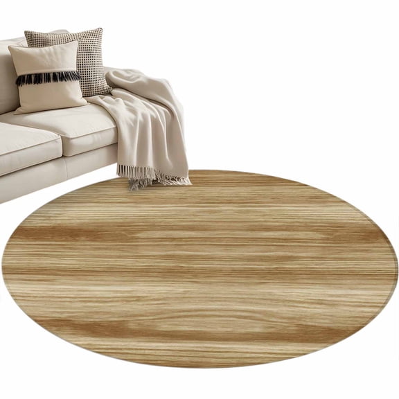 Light Brown Wood Grain Large Area Rugs for Bedroom Living Room, Soft Non Slip Carpet Bedside Rug, Western Farmhouse Barn Door Round Floor Cover Kitchen Accent Rug 3' for Dining Room/Office