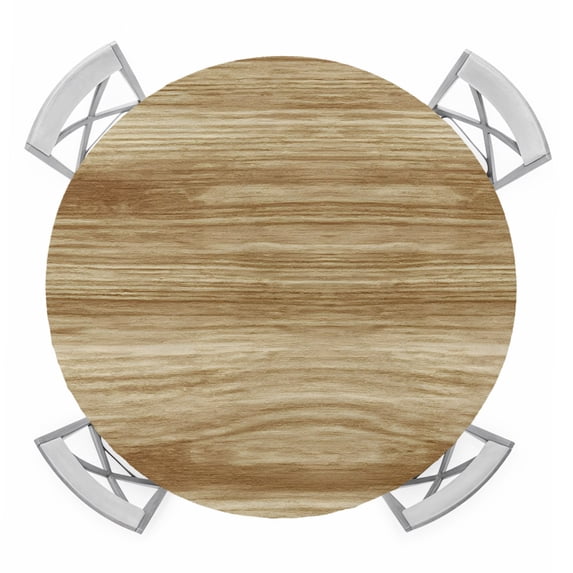 Light Brown Wood Grain Round Tablecloth for 36-44 Inch Tables,Fitted Table Cover with Elastic Edge,Western Farmhouse Barn Door Waterproof Outdoor Table Cloth Protector for Patio Garden Dinner Picnic