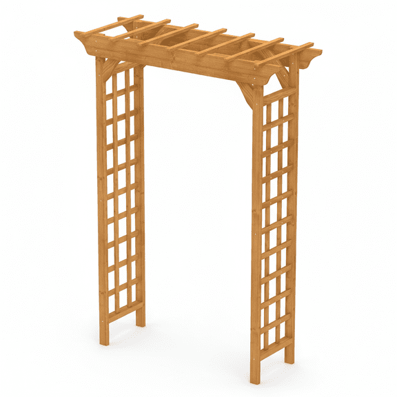 Light Brown Wooden Arbor Arch Trellis for Weddings and Garden - Sturdy Garden Arch for Climbing Plants