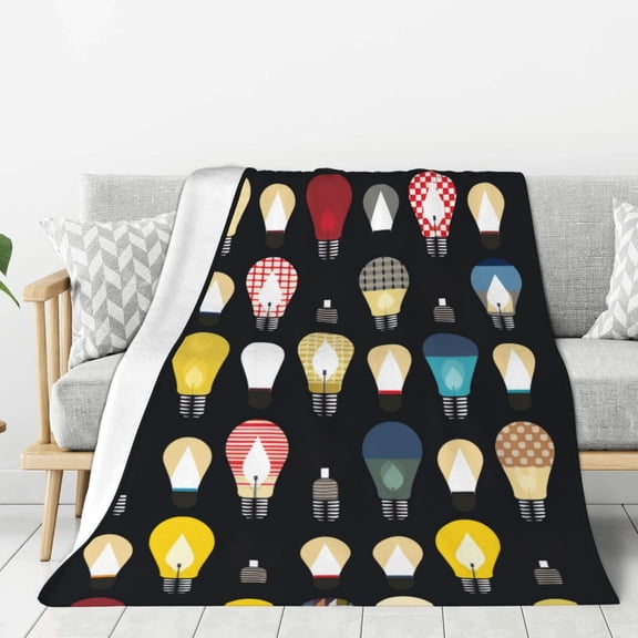 Light Bulb (1) Throw Blanket for Stylish Warm Winter Cabin Ultra-Soft Micro Fleece Blanket, Premium Microfiber, Silky Soft, Plush, Warm and Lightweight for Couch, Sofa, Bed - 60"X50"