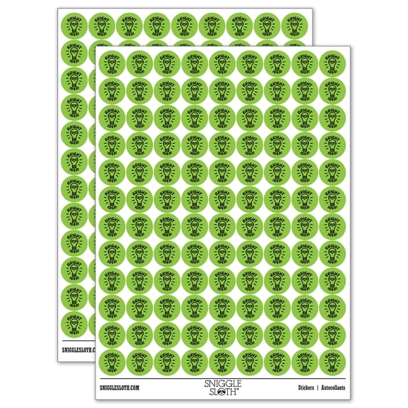 Light Bulb Bright Idea Teacher School 200+ Round Stickers - Light Green - Matte Finish - 0.50" Size