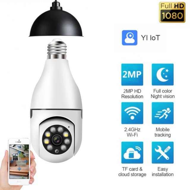 Light Bulb Camera 1080P WiFi Security Camera 2.4Ghz 360 Degree WiFi Outdoor Panoramic IP Camera