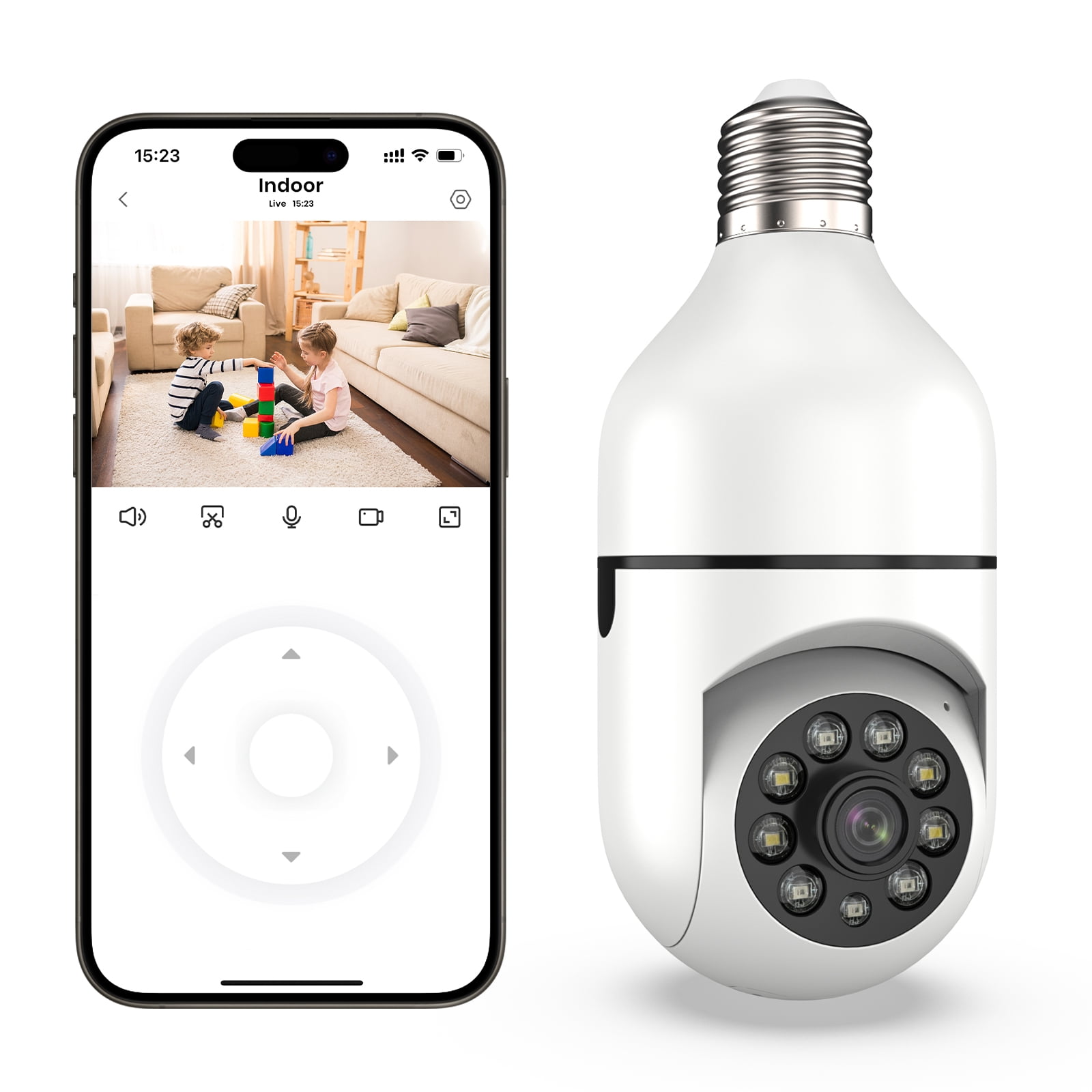 Light Bulb Camera, 2.4GHz WiFi Wireless Home Monitoring Camera, Outdoor ...