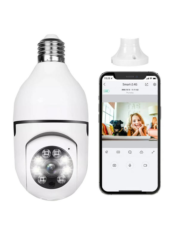 Light Bulb Camera, 2.4GHz Wifi Security Camera, 360 Degree Wireless Night Vision Home Surveillance Camera for Indoor/Outdoor