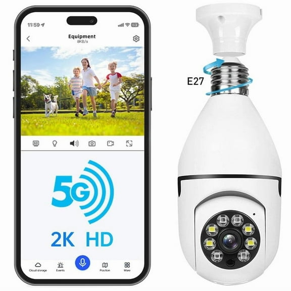 Light Bulb Camera, 2 Pack Security Camera 1080p, 360 Surveillance Camera (2.4GHz WiFi)