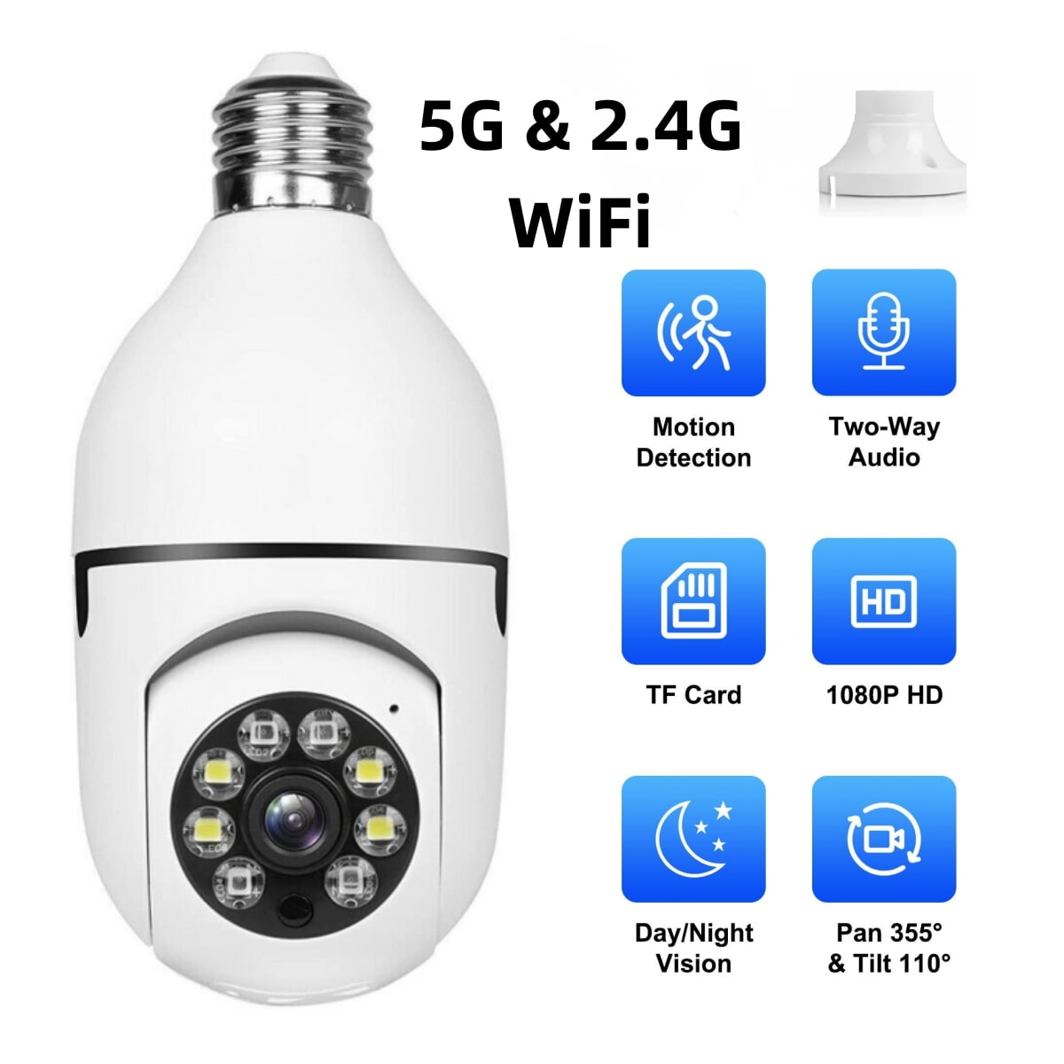 Light Bulb Camera, E27 Outdoor Camera Light Bulb for Home Surveillance