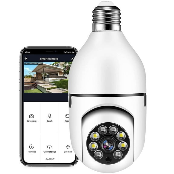 Light Bulb Camera, Full-HD 1080P WiFi Security Camera, 360 Degree Wireless Home Surveillance Camera with Floodlight Night Vision Human Motion Detection