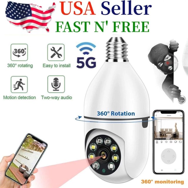 Light Bulb Camera, Security Light Bulbs Camera Smart 360 Surveillance